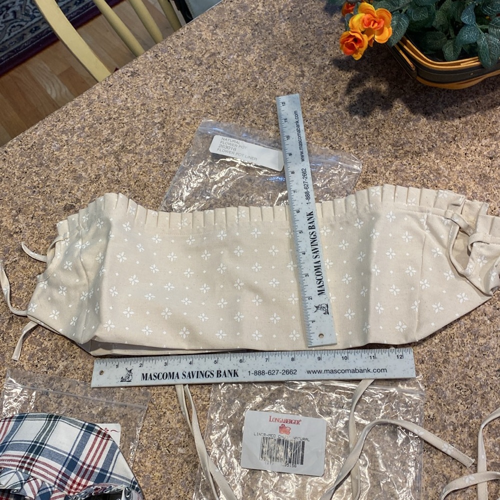 5 Longaberger Fabric Liners Possibly Med Chore, Flower Pot, Cracker, Button, Tea - Picture 11 of 13